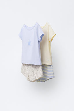 6-14 A?OS/ PACK DOS PIJAMAS RAYAS Y ESTRELLAS / Amarillo