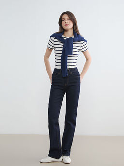 Y?ksek Bel Straight Fit Kad?n Jean Pantolon