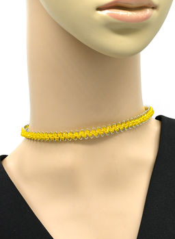 Чокер из циркона шарик гр.3мм цв.желтый, 43см