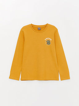 Bisiklet Yaka Bask?l? Uzun Kollu Erkek ?ocuk Ti??rt