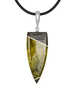 Яркий кулон Индонезия из натурального янтаря и дерева