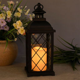 Светильник фонарь настольный 13x13x33 см черный / YR1411B /уп 24/НОВОГОДНИЙ - Галеонтрейд фото 4