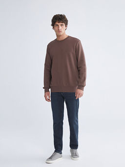 Bisiklet Yaka Bask?l? Erkek Sweatshirt