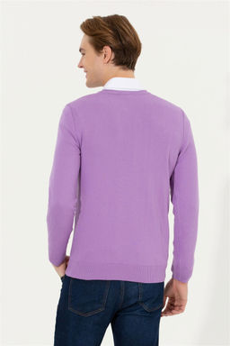 U. S. Polo Assn Мужской базовый трикотажный свитер сиреневого цвета с v-образным вырезом - U.s. polo assn фото 11