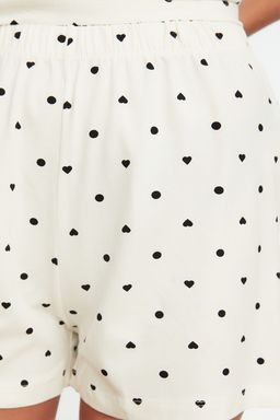 Trendyolmilla Beyaz %100 Pamuklu Puantiyeli ve Kalpli Sortlu Orme Pijama Tak?m? THMSS21PT1485 фото 13