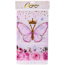 Скатерть "Бабочка принцесса" 108*180 см, пвх, Розовый