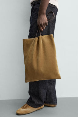 BOLSO SHOPPER PIEL / Marr?n Tabaco - Zara фото 3