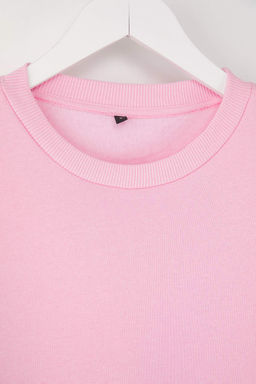 Ac?k Pembe Kal?n Ici Polarl? Regular/Normal Kal?p Bisiklet Yaka Basic Orme Sweatshirt TWOAW24SW00101