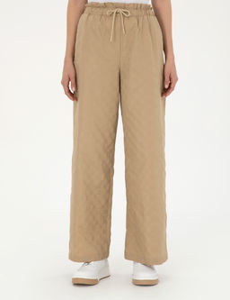 Bej Dokulu Flare H_gh Waist Fit Pantolon