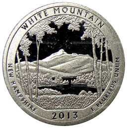 Монета 1/4 доллара (25 центов) 2013 года S США Национальные парки № 16 Национальный лес Белые горы