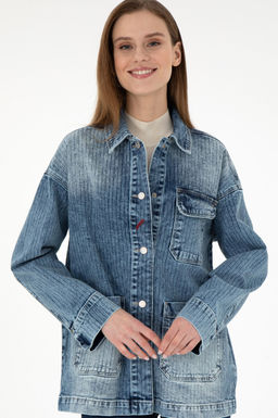 Женская голубая джинсовая рубашка Неожиданная скидка в корзине - U.s. polo assn фото 3