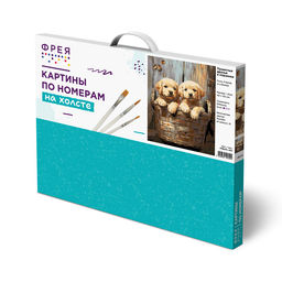 ФРЕЯ PNB/PL-357 Набор для раскрашивания по номерам 50 х 40 см Пушистые друзья в корзинке