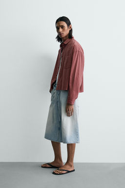 CAMISA BOXY FIT LAVADA / Rojizo - Zara фото 4