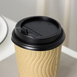 Цена за 100 шт. Крышка одноразовая для стакана чёрная, с клапаном, d=9 см