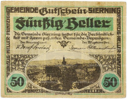 Банкнота 50 геллеров 1920 года Австрия  община Зирнинг (Нотгельд)