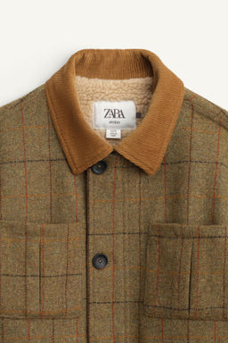 CHECK FAUX SHEARLING COAT WITH WOOL LIMITED EDITION - Zara фото 7