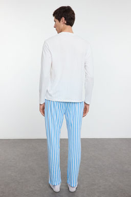 TRENDYOL MAN Bej - Kahve Regular Fit Cizgili Couple/Cift orme Pijama Tam?m? TMNAW25PT00049 - Trendyolmilla фото 6
