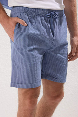 TRENDYOL MAN Mavi Regular Fit Gofre Dokulu Cizgili Yazl?k Sort & Bermuda TMNSS25SR00001 - Trendyolmilla фото 4