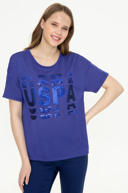 Женская синяя футболка Неожиданная скидка в корзине