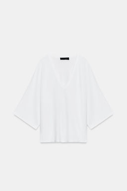 JERSEY PUNTO FLUIDO ESCOTE PICO / Blanco - Zara фото 5