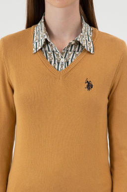 Kad_n Camel V Yaka Basic Kazak Sepette S_rpriz _ndirim - U.s. polo assn фото 6