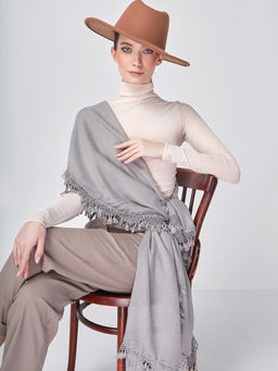 Большой, мягкий, тонкий и очень нежный двусторонний палантин с рисунком. - Tantino фото 9