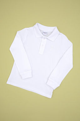 Erkek _ocuk Beyaz Basic Polo Yaka Sweatshirt Sepette S_rpriz _ndirim