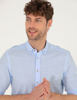 A__k Mavi Slim Fit Uzun Kollu G_mlek
