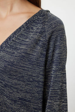 TRENDYOLMILLA Indigo Premium Kalite Genis Kal?p Simli Kapusonlu Triko H?rka TWOAW25HI00043 фото 4