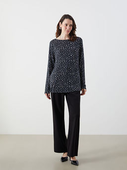 Bisiklet Yaka Leopar Desenli Bluz