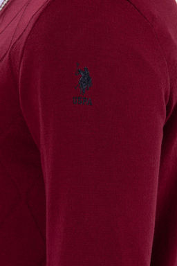 U. S. Polo Assn Мужской бордовый трикотажный свитер с v-образным вырезом - U.s. polo assn фото 14