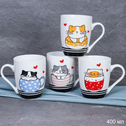 Кружка 380 мл Котики Любовь/ Y-369 /уп 12/72/