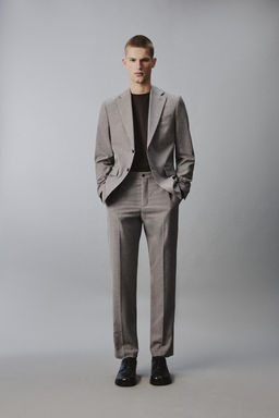 PANTAL?N TRAJE REGULAR FIT ESTRUCTURA / Beige