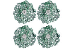 Набор 4 новогодних шаров 8х8 см Шишка зелёная в серебре - Elan gallery фото 5