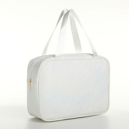 Косметичка-сумка на молнии, большая, с ручками, белая