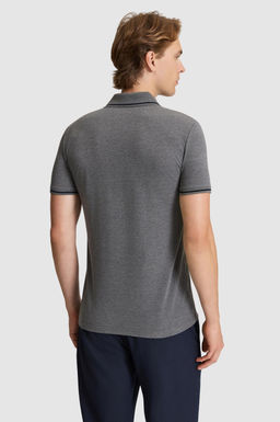 Erkek Antrasit Melanj Slim Fit Polo Yaka Basic Ti__rt