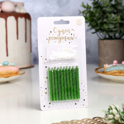 Цена за 2 шт. Свечи в торт «Спираль», 6 см, зелёные, набор 10 шт.