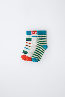 PACK TRES CALCETINES MEDIOS RAYAS ISABELLE VANDEPLASSCHE  / Multicolor