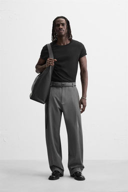 BELTED PLEATED TROUSERS