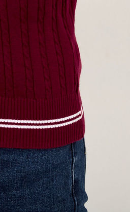 Пуловер с контрастной V-образной горловиной F221-15-3010 бордовый - Fine joyce фото 8