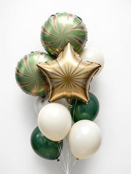 Воздушные шары "Зеленые грани" фольга, латекс, набор 12 штук