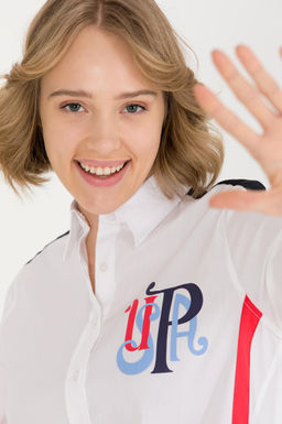 U. S. Polo Assn Женская белая рубашка с длинным рукавом