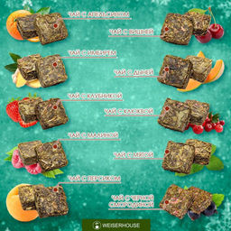 Чайное ассорти кубики (зеленый чай) 5-7гр, 1упХ10 шт Новый год коробочка