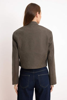 Kahverengi Fitted Kal?p Suni Deri Ince Ceket Mont TWOAW26MO00009 - Trendyolmilla фото 11