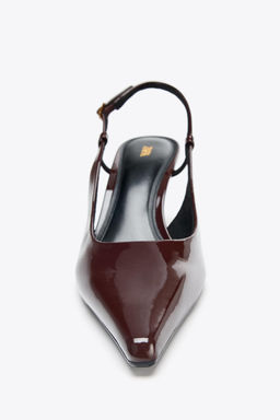 FAUX PATENT HIGH-HEEL SLINGBACK SHOES