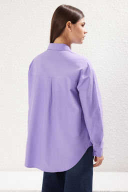 Mor Loose Fit Pamuklu Dokuma Gomlek TWOAW20GO0107