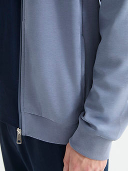 Rahat Kal?p Dik Yaka Erkek Fermuarl? Sweatshirt