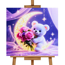 Мозаика алмазная "Мишка на луне" 20*20 см.
