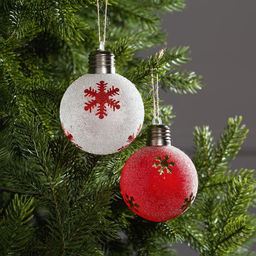 Набор ёлочных шаров Снежинки, 2 шт, d=8 см, 1 LED, от батареек, свечение тёплое белое - Luazon lighting фото 2