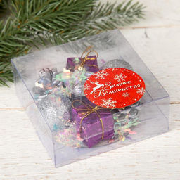 Цена за 2 шт. Подсвечник на одну свечу «Мишура волна» шишки, шарик, подарки, 7.5×3.5 см, d=2 см